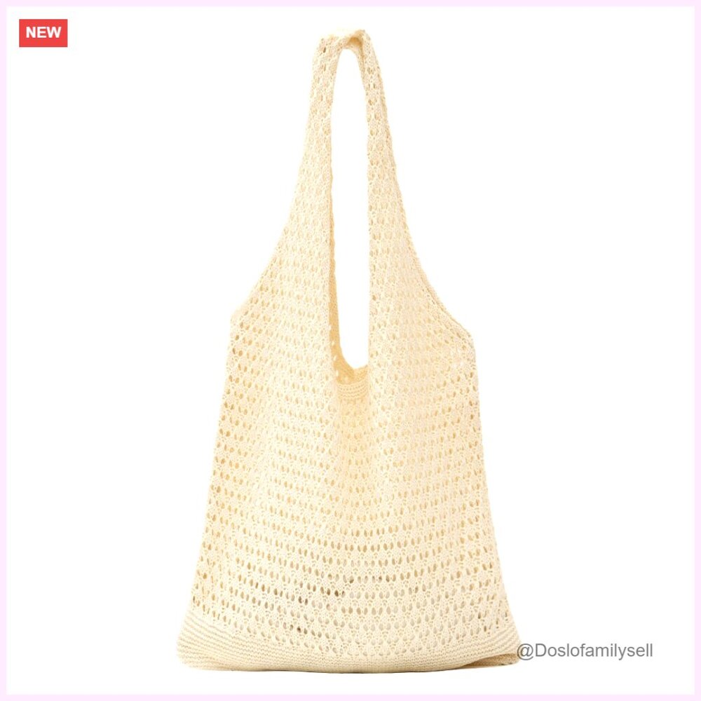 Crochet Tote Bag Mesh Beach Bag Hobo Shoulder Bag Fairy Grunge Aesthetic